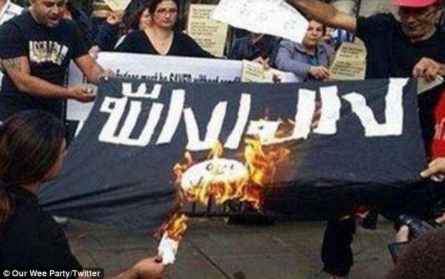 Prompted by social media, outraged Arabs and Muslims burned the ISIS flag.