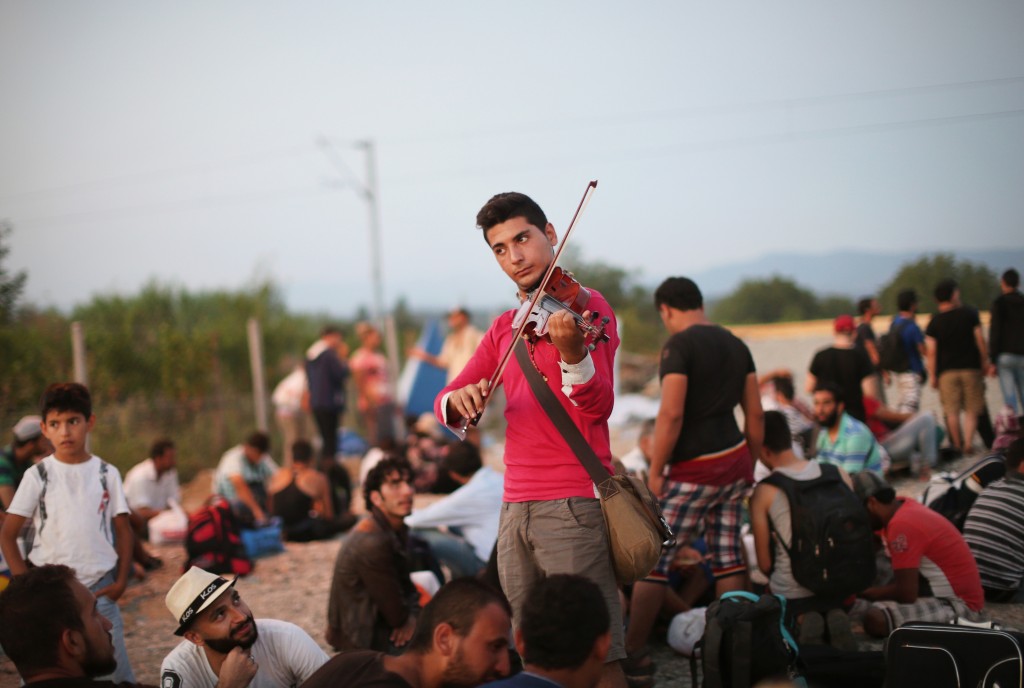 A Syrian refugee performs 'Ode to Joy' Photo: © Jure Eržen
